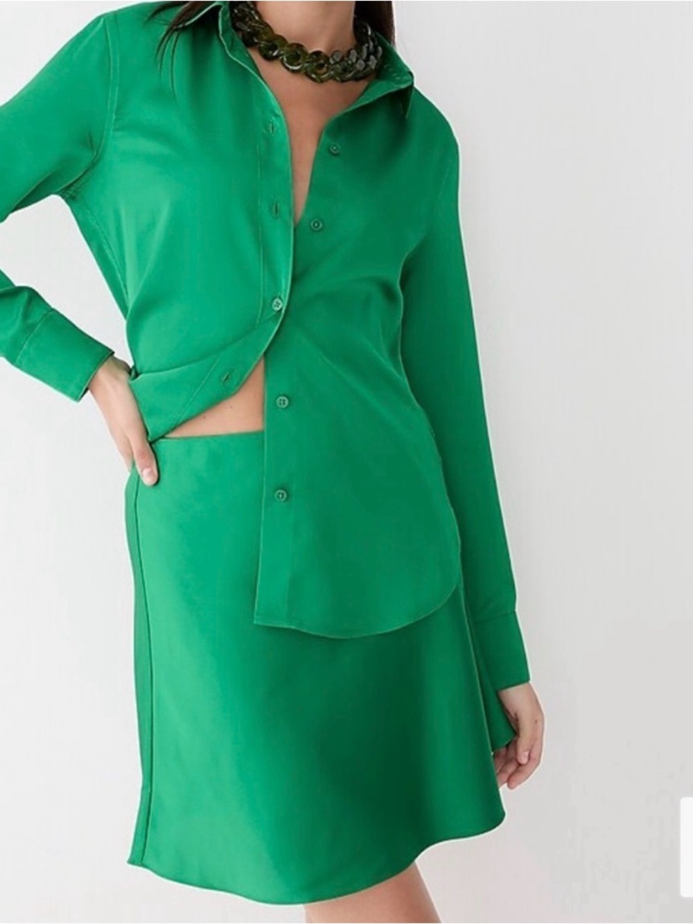 J. Crew Gwen Emerald Green Mini Slip Skirt
